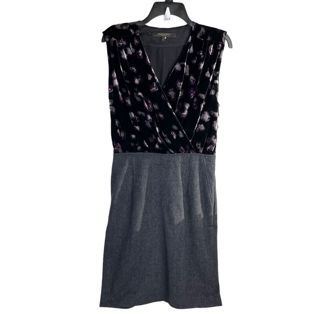 RACHEL ROY Velvet Tweed Faux Wrap Dress Office Career Whimsigoth Romantic Sz 2